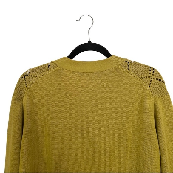 Alexa Chung Mabel Pearl Wool Blend Embroidered Cardigan In Chartreuse fits M-L - Picture 6 of 9